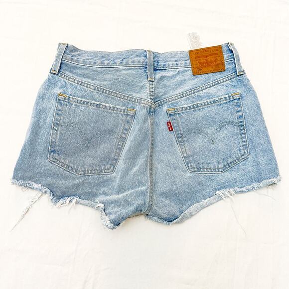 Levi's 501 Button Fly Denim Jeans Cutoff Raw Hem Size 28 - Picture 2 of 6